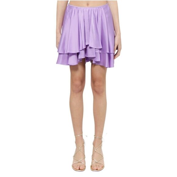 NWT Forte_forte Ruffle Front Mini Skirt Silk Blend - Picture 4 of 12